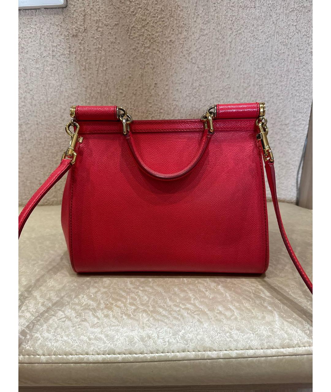 DOLCE&GABBANA Коралловая кожаная сумка через плечо, фото 3