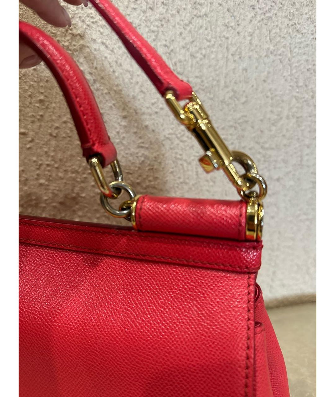 DOLCE&GABBANA Коралловая кожаная сумка через плечо, фото 5
