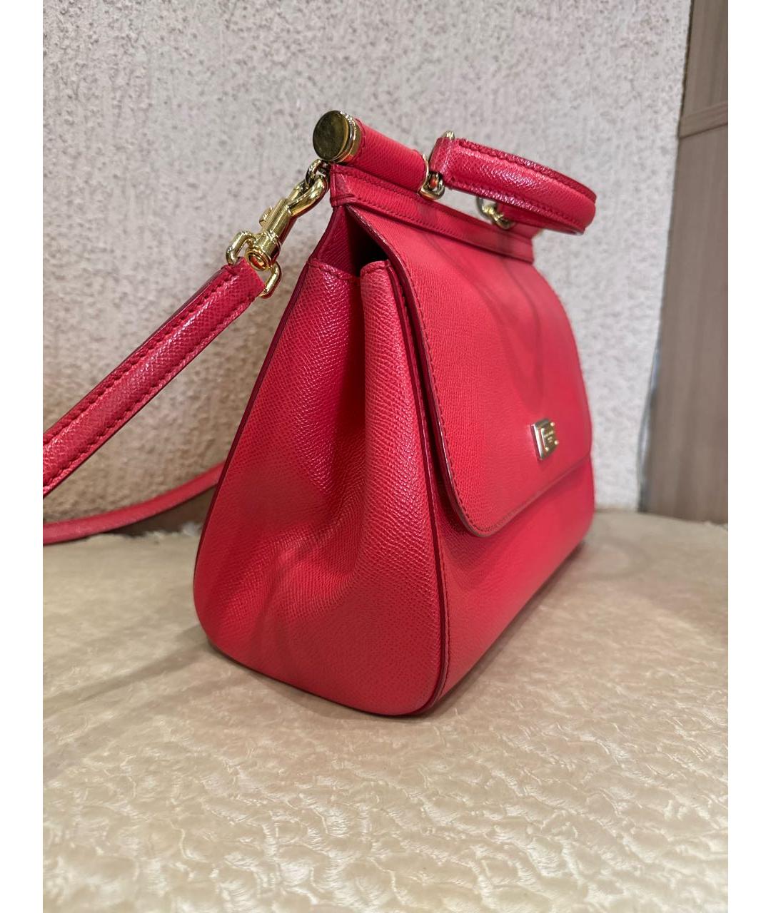 DOLCE&GABBANA Коралловая кожаная сумка через плечо, фото 2