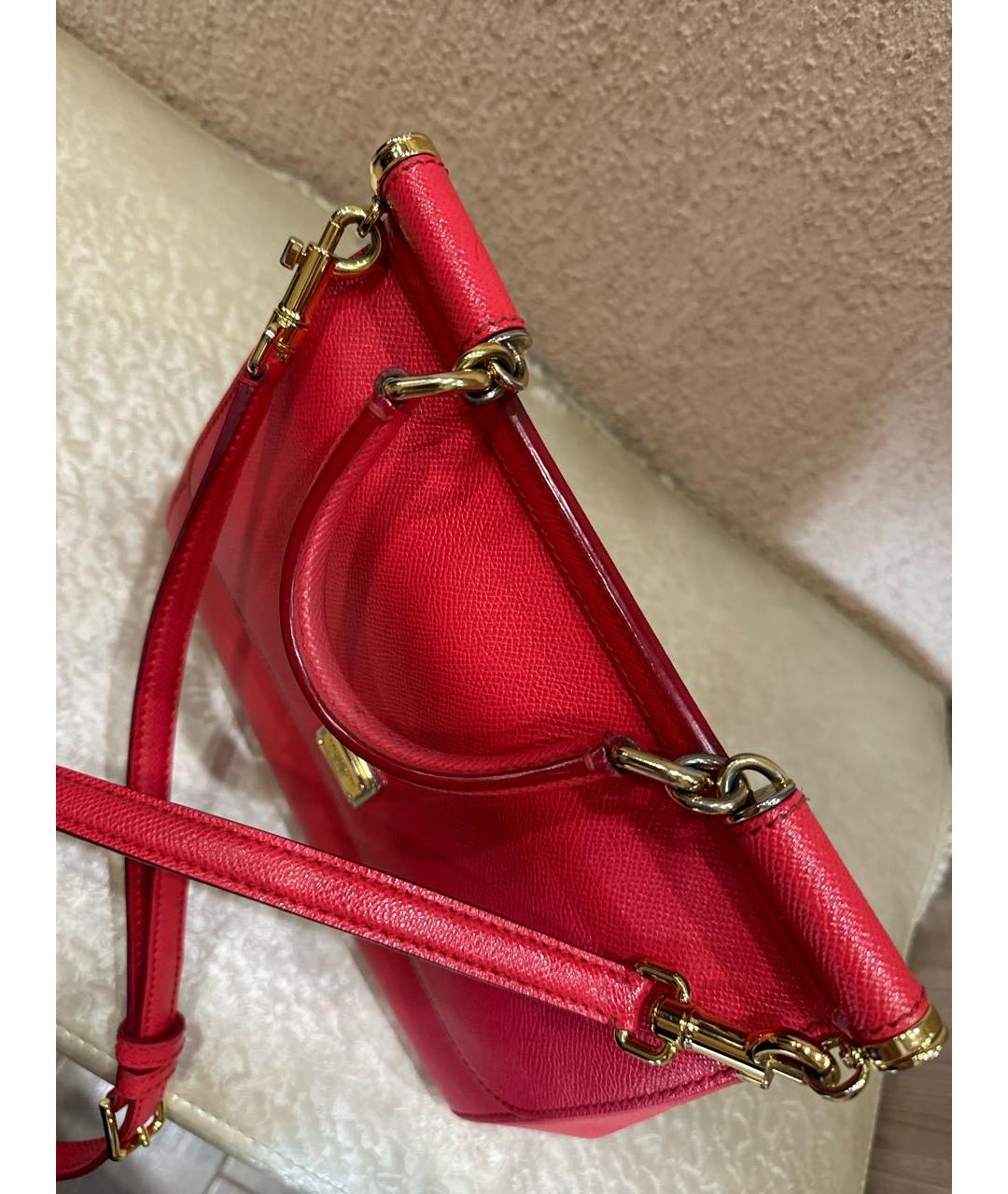 DOLCE&GABBANA Коралловая кожаная сумка через плечо, фото 8