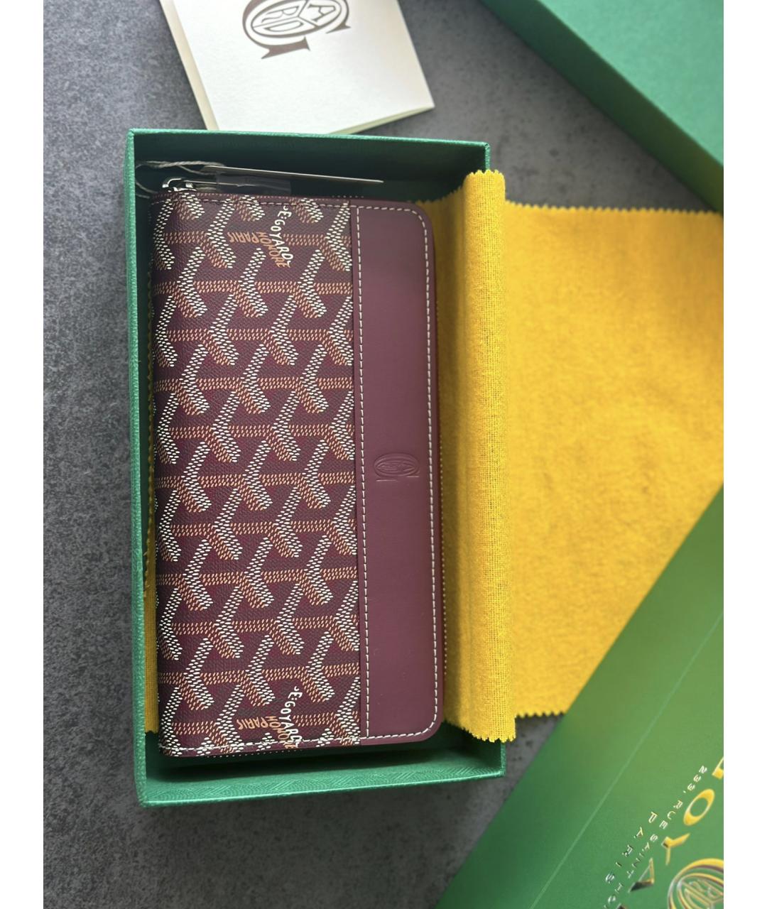 GOYARD Бордовый кошелек, фото 2