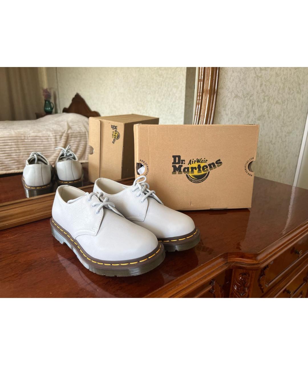 DR. MARTENS Голубые кожаные ботинки, фото 5