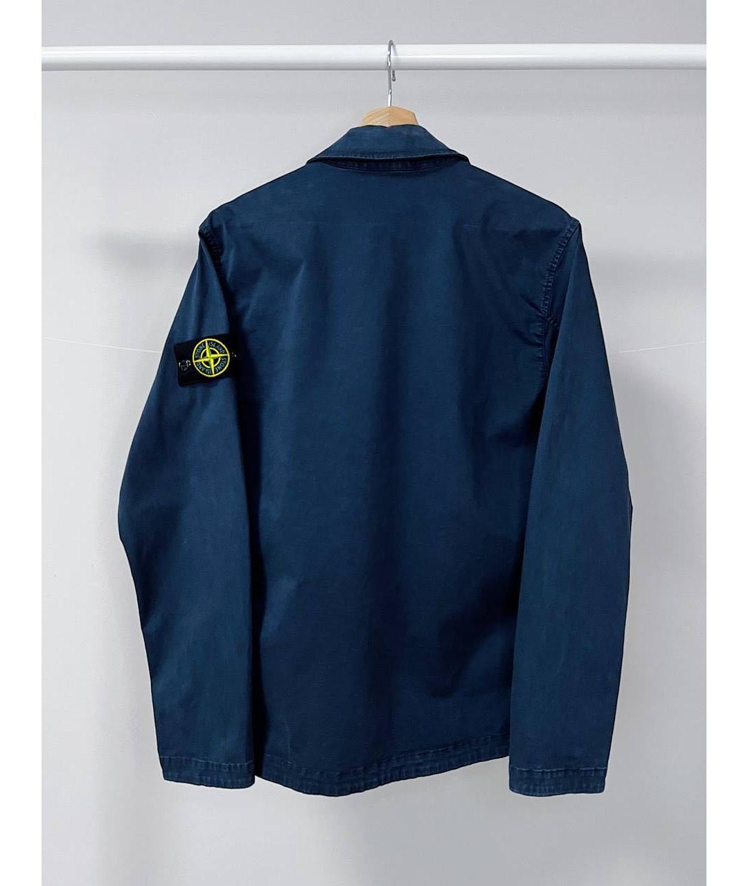 STONE ISLAND Темно-синяя хлопко-эластановая куртка, фото 4