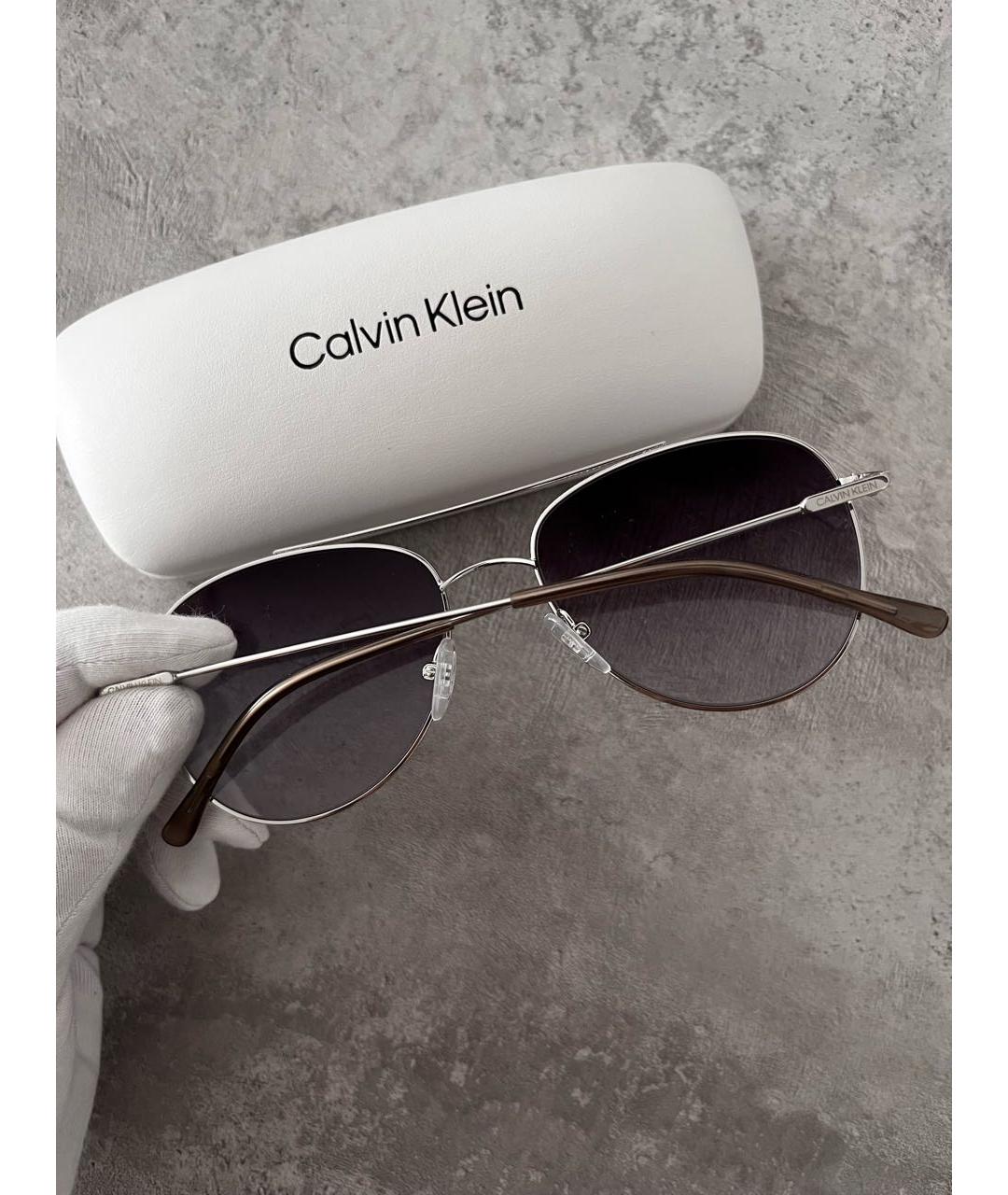 CALVIN KLEIN Серые металлические солнцезащитные очки, фото 3