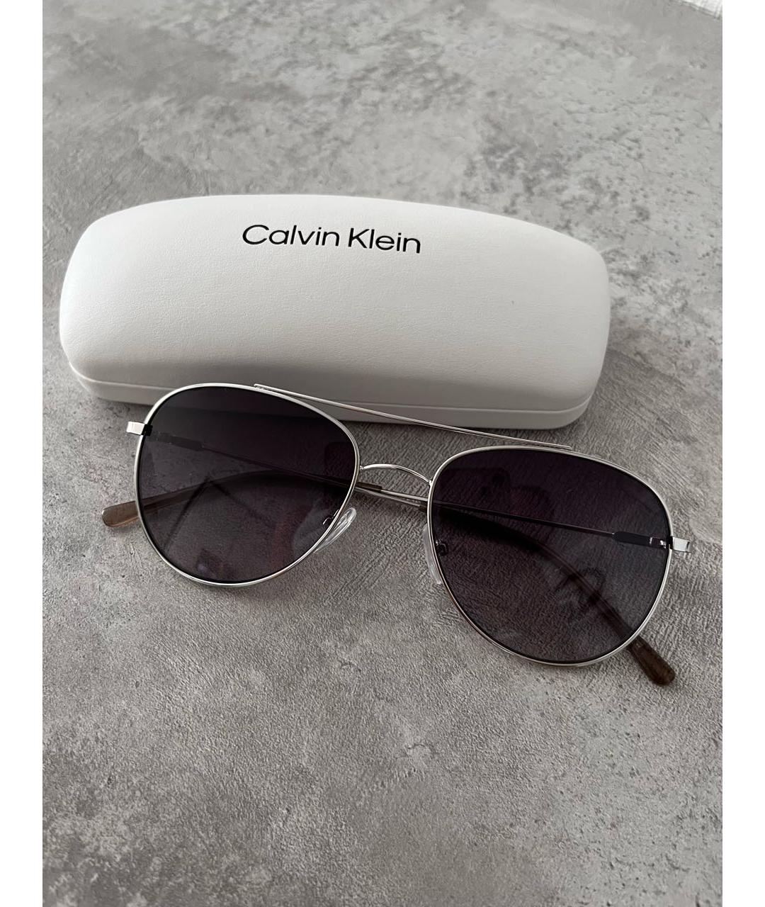 CALVIN KLEIN Серые металлические солнцезащитные очки, фото 5