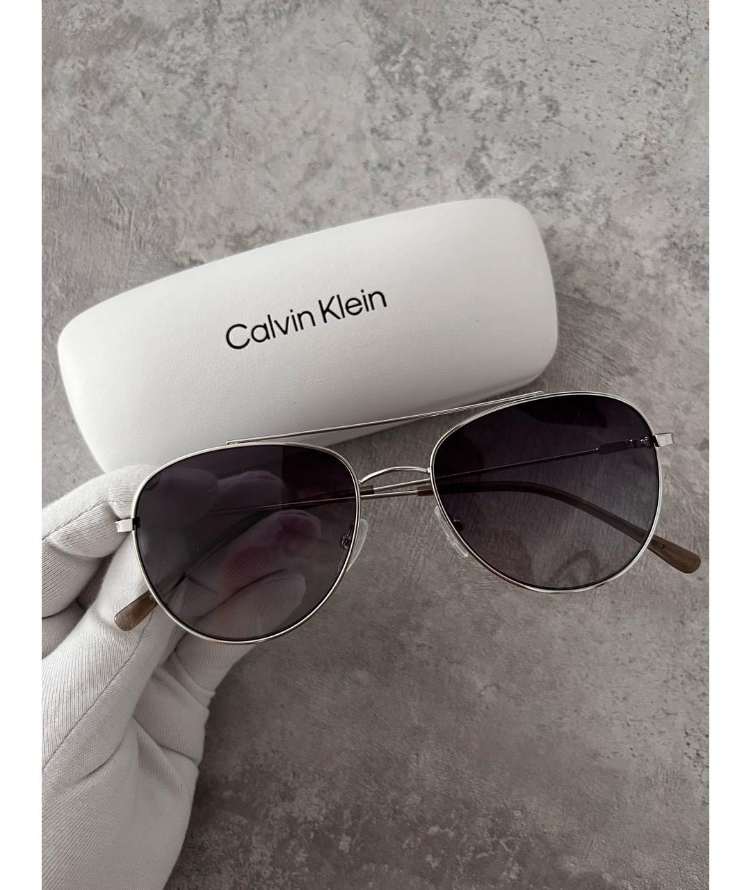 CALVIN KLEIN Серые металлические солнцезащитные очки, фото 4