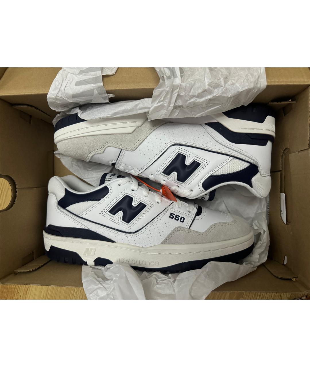 NEW BALANCE Белые кожаные низкие кроссовки / кеды, фото 2