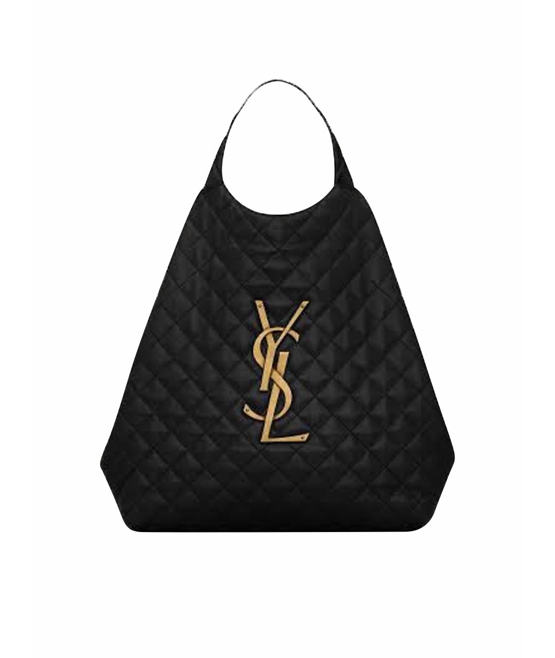 SAINT LAURENT Черная кожаная сумка тоут, фото 1