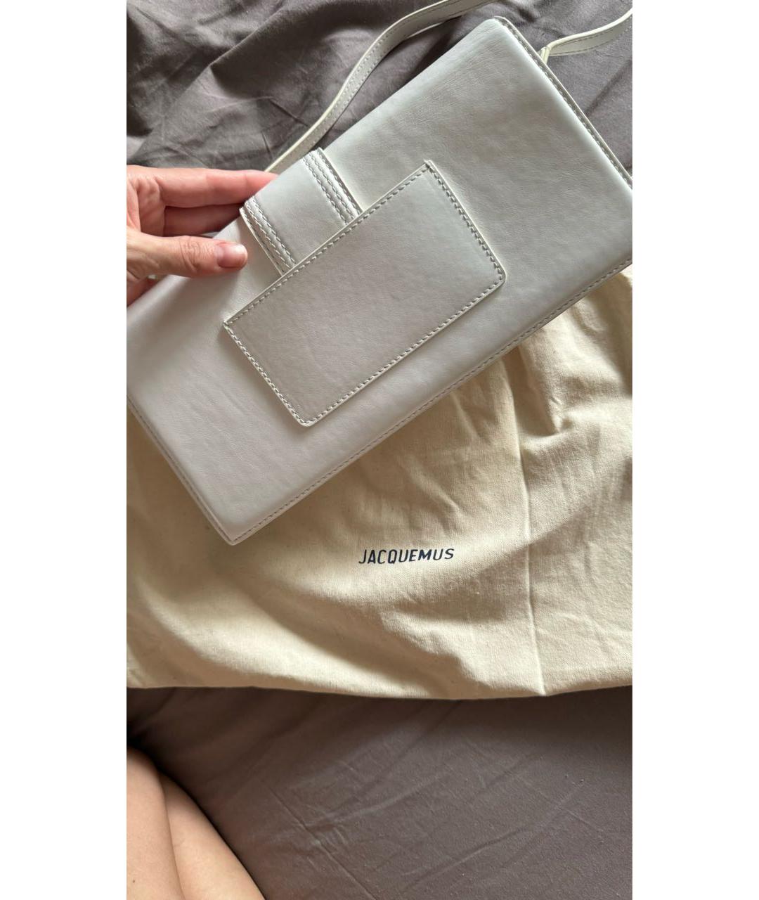 JACQUEMUS Белая кожаная сумка через плечо, фото 5