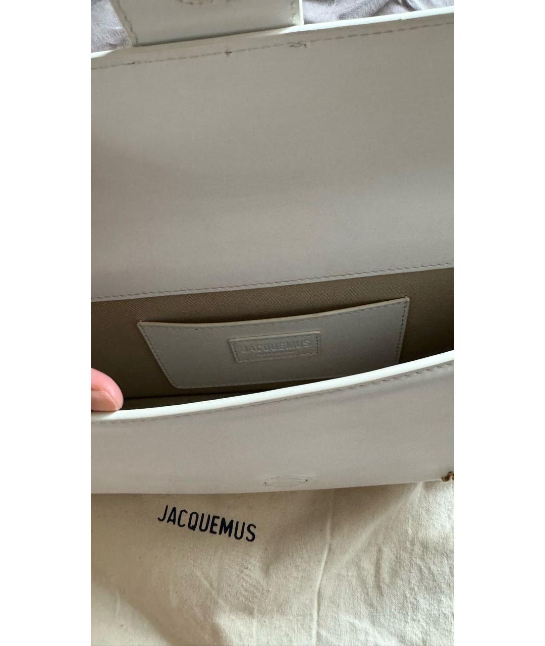 JACQUEMUS Белая кожаная сумка через плечо, фото 7