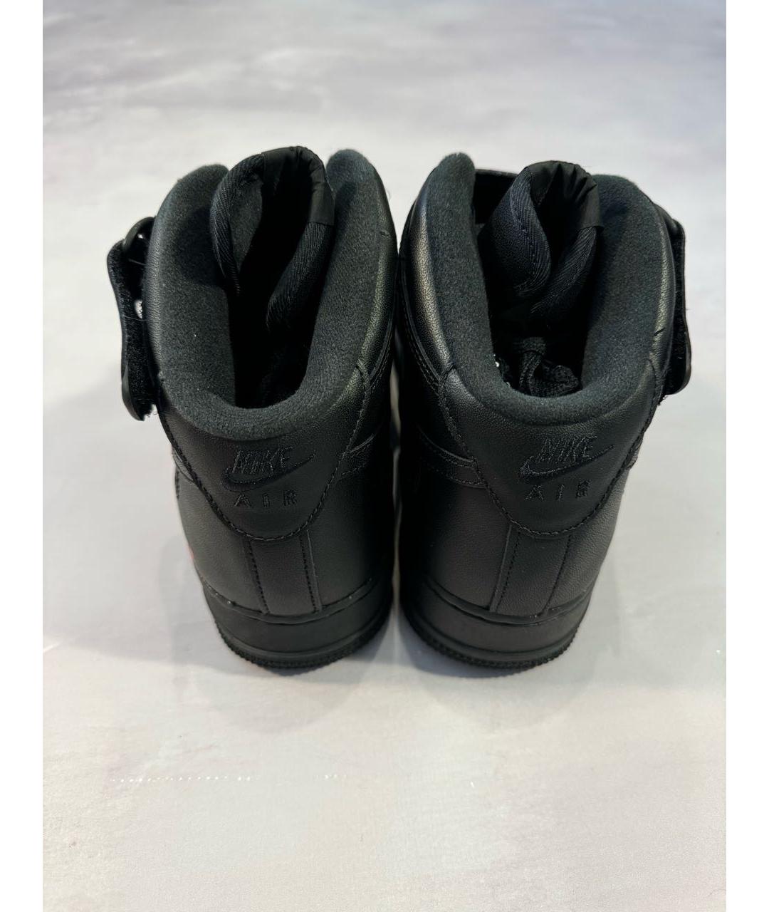 NIKE Черные кожаные высокие кроссовки / кеды, фото 5