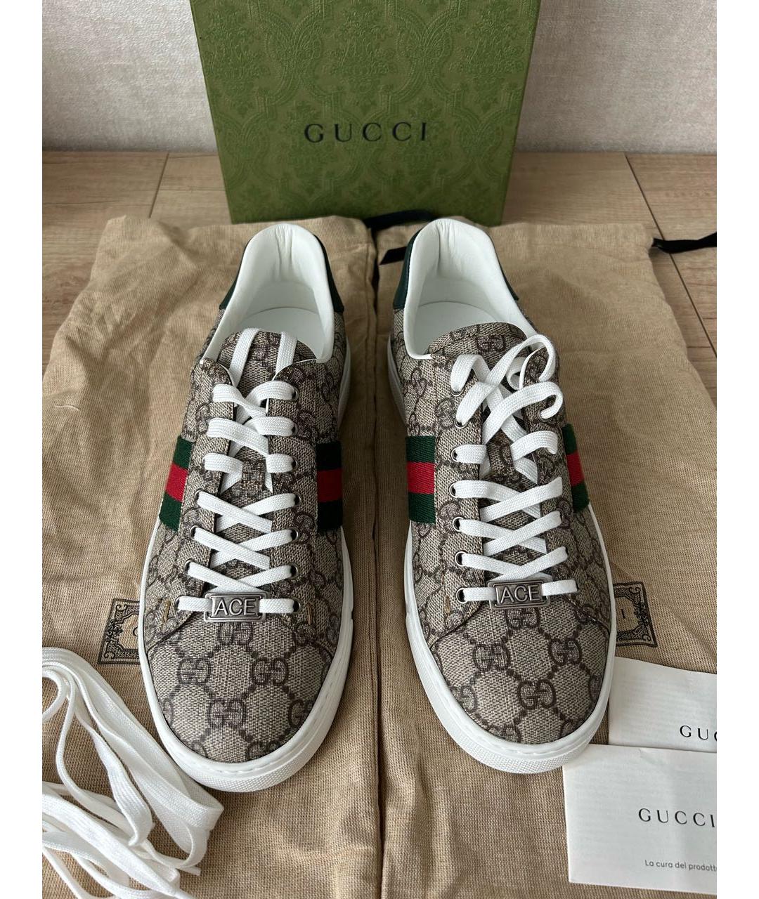 GUCCI Коричневые кожаные кеды, фото 2