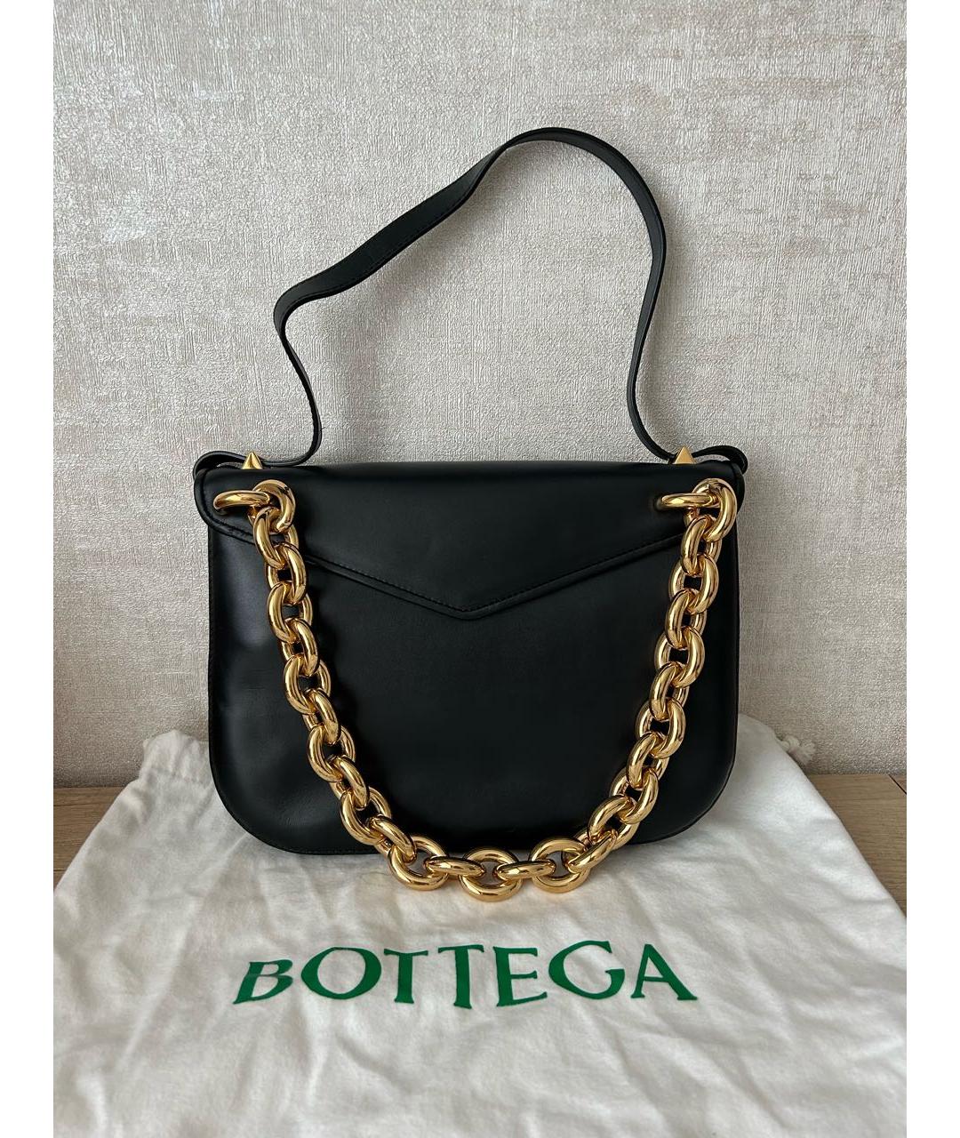 BOTTEGA VENETA Черная кожаная сумка через плечо, фото 4