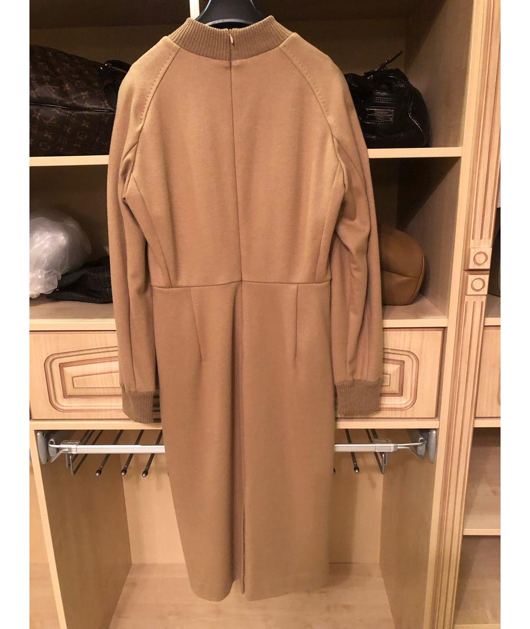 MAX MARA Бежевое шерстяное повседневное платье, фото 2