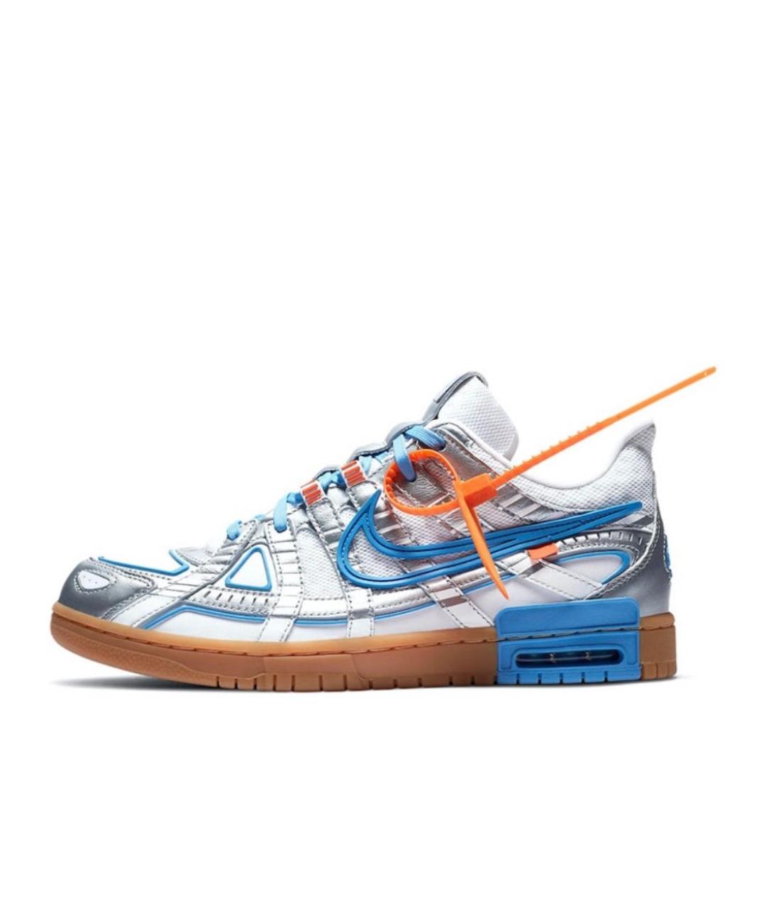 NIKE X OFF-WHITE Серебряные кожаные высокие кроссовки / кеды, фото 2