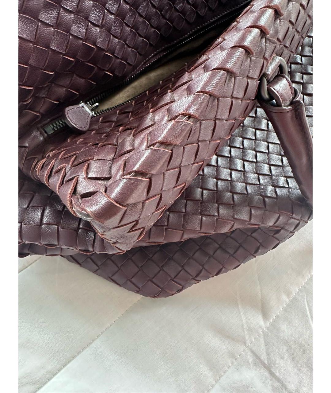 BOTTEGA VENETA Бордовая кожаная сумка тоут, фото 7