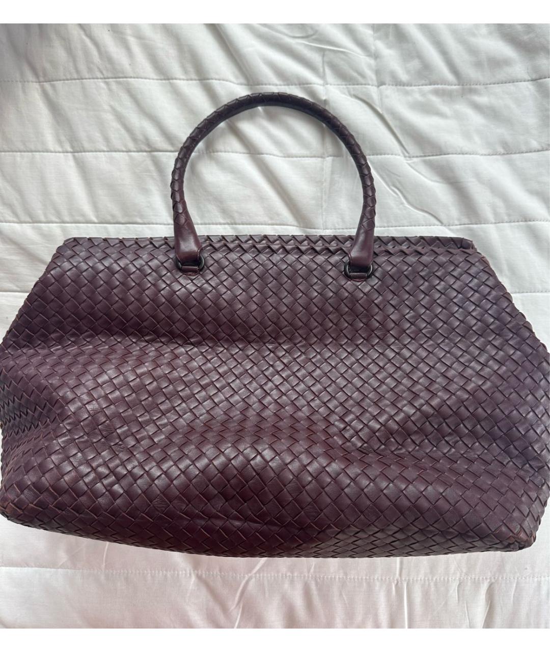 BOTTEGA VENETA Бордовая кожаная сумка тоут, фото 9