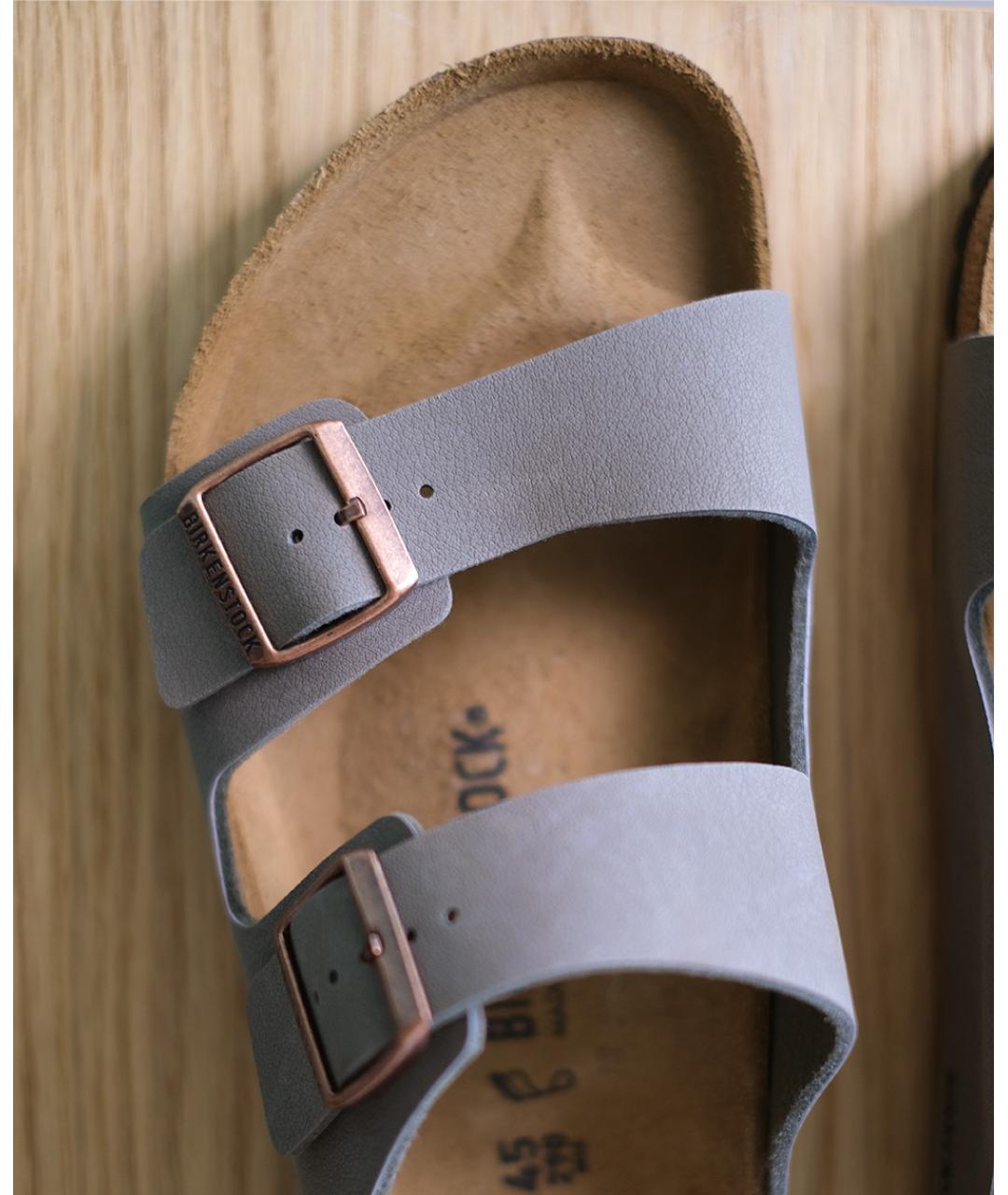 BIRKENSTOCK Коричневые сандалии из искусственной кожи, фото 3