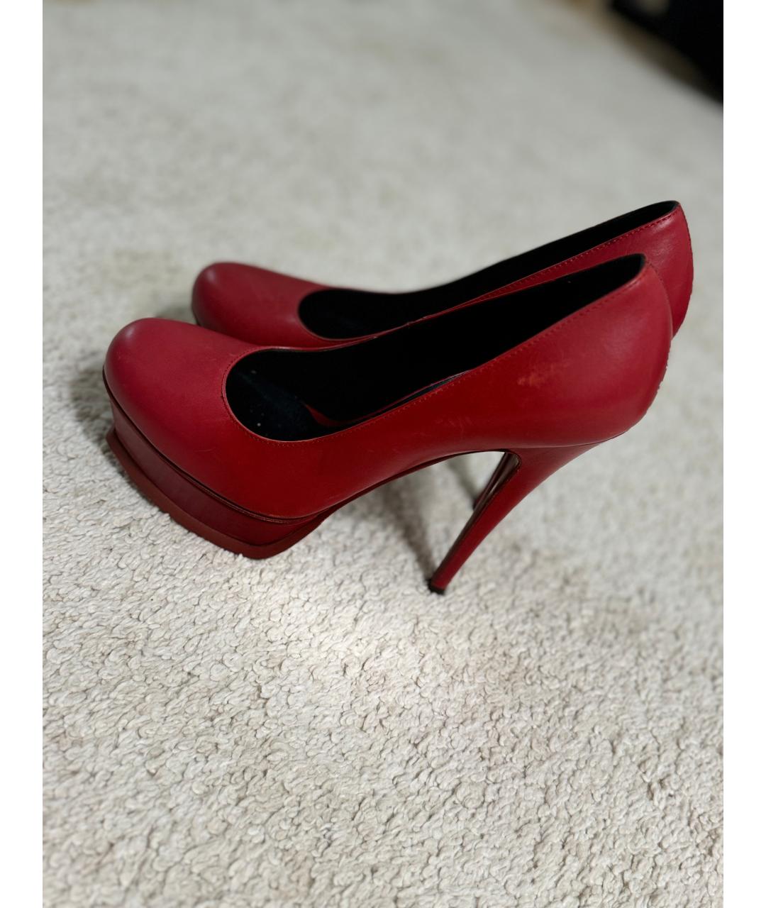 SAINT LAURENT Красные кожаные туфли, фото 5