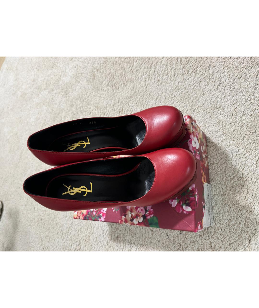 SAINT LAURENT Красные кожаные туфли, фото 2