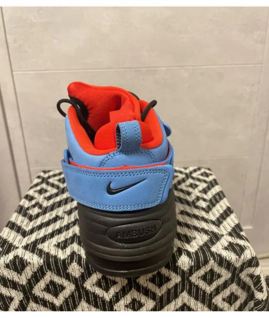 NIKE Голубые кожаные низкие кроссовки / кеды, фото 4