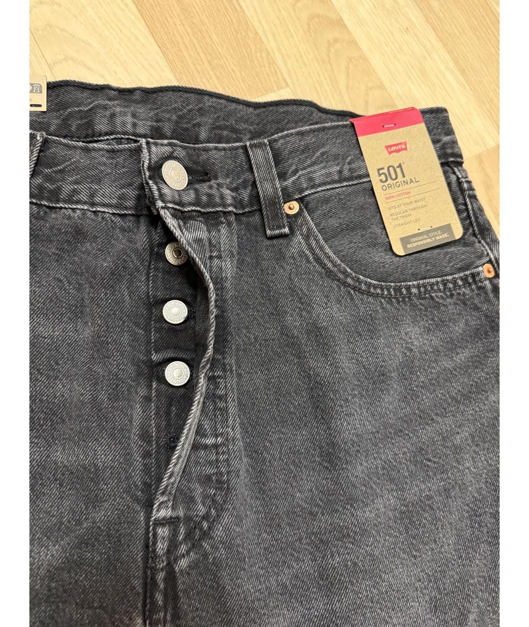 LEVI'S Черные хлопковые прямые джинсы, фото 7