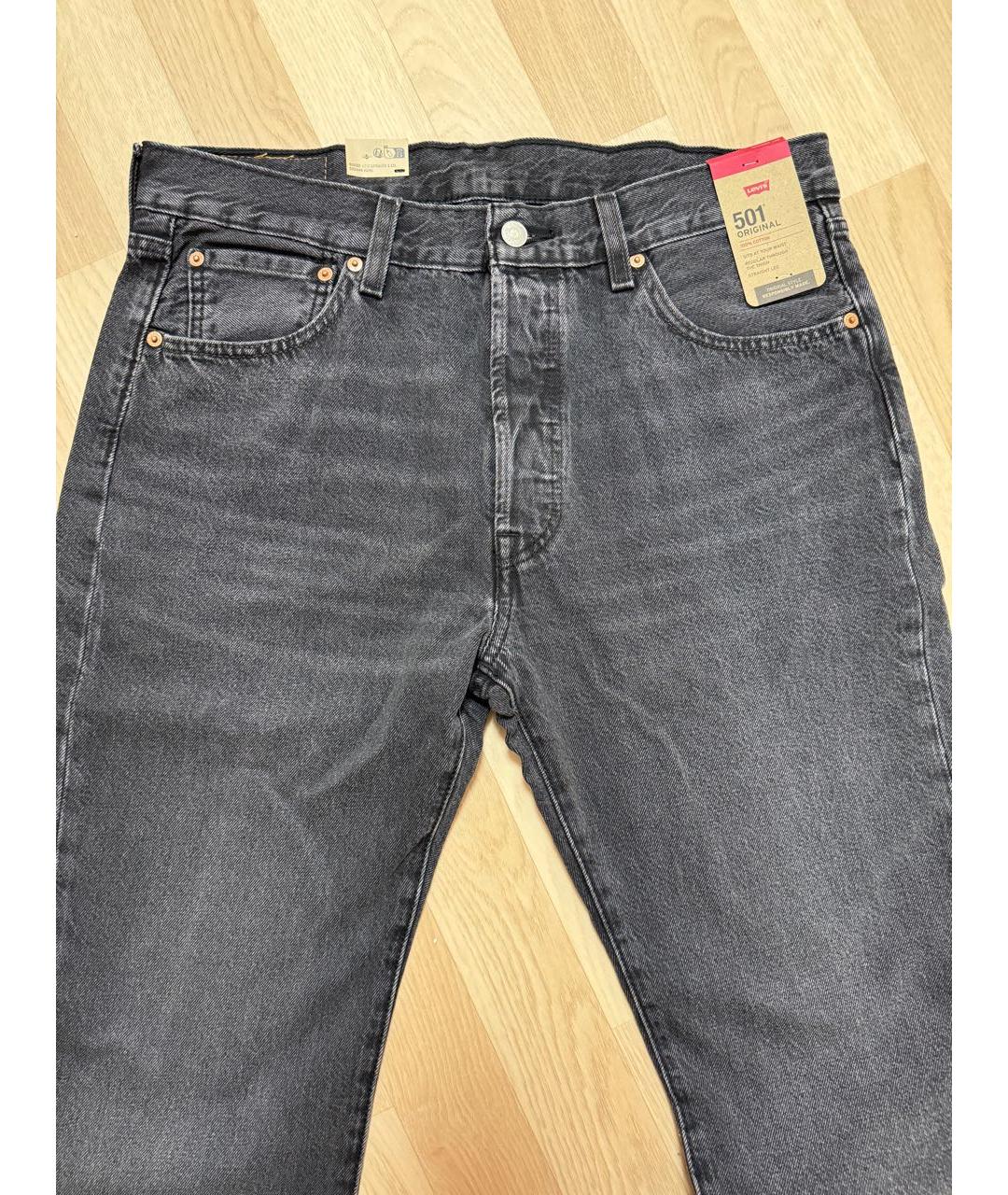 LEVI'S Черные хлопковые прямые джинсы, фото 3