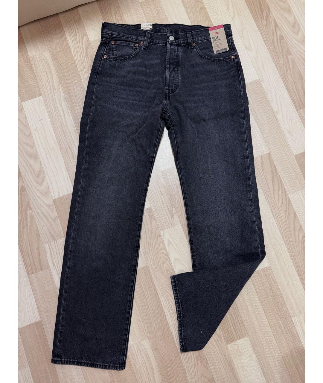 LEVI'S Черные хлопковые прямые джинсы, фото 5