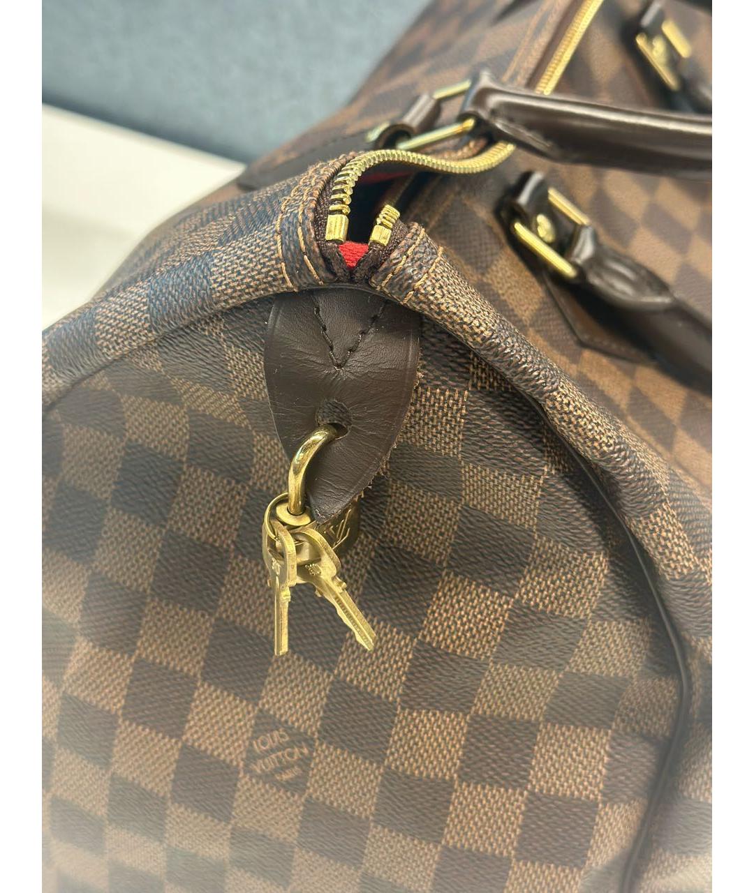 LOUIS VUITTON Коричневая кожаная сумка тоут, фото 6