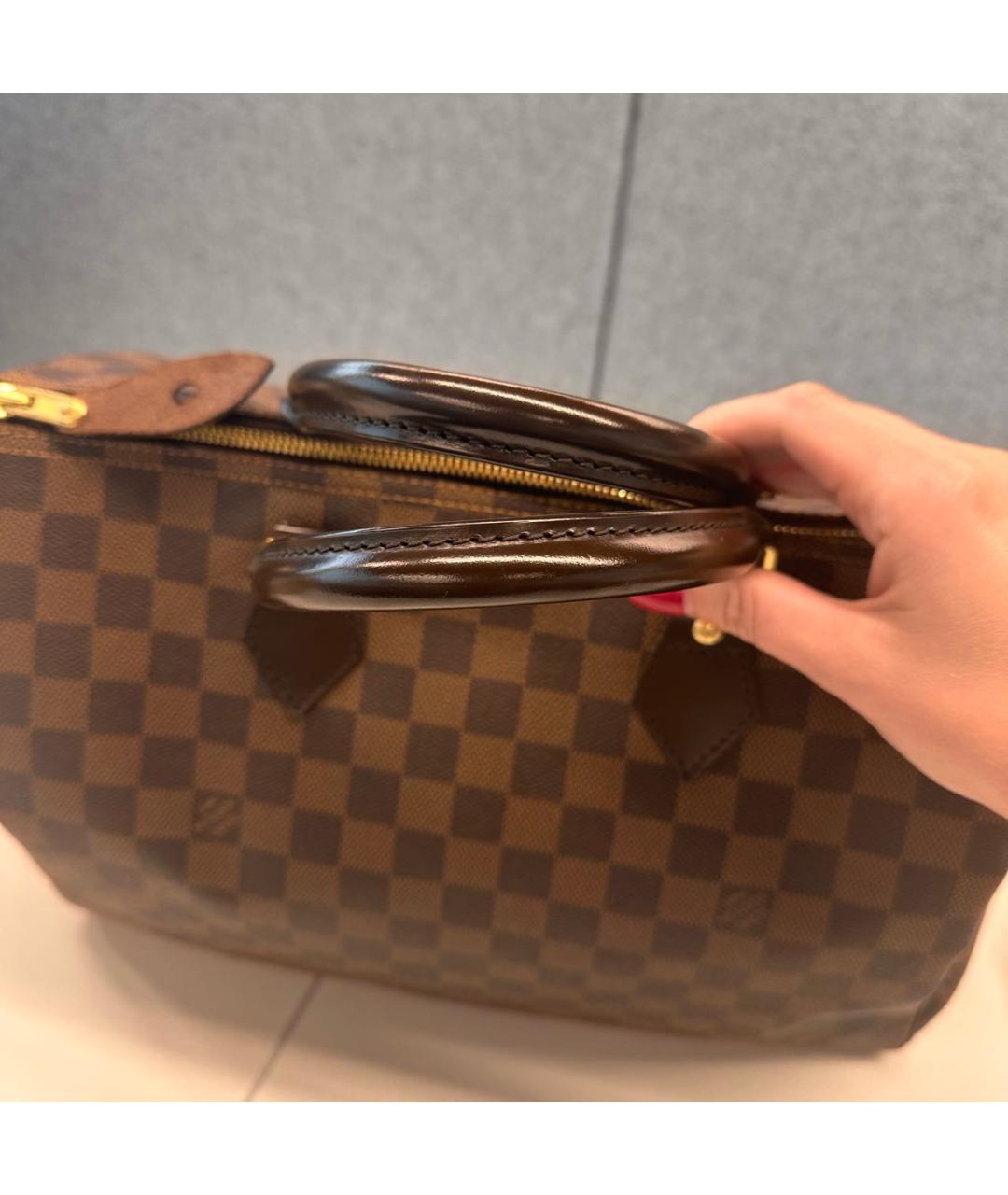 LOUIS VUITTON Коричневая кожаная сумка тоут, фото 3