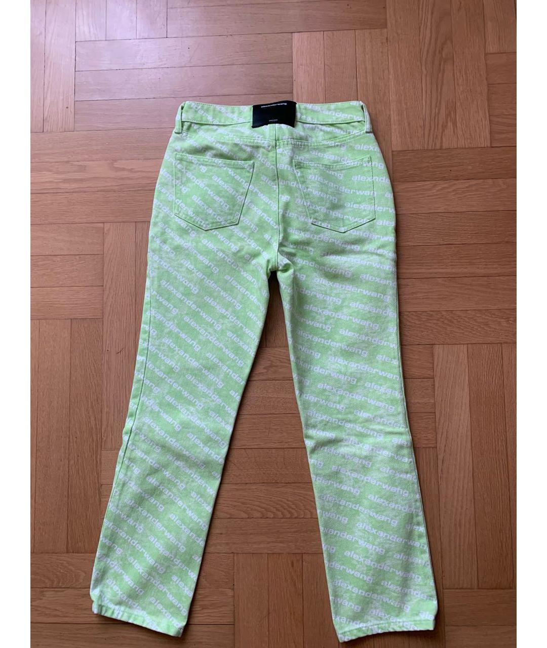 ALEXANDER WANG Салатовые хлопковые прямые джинсы, фото 2