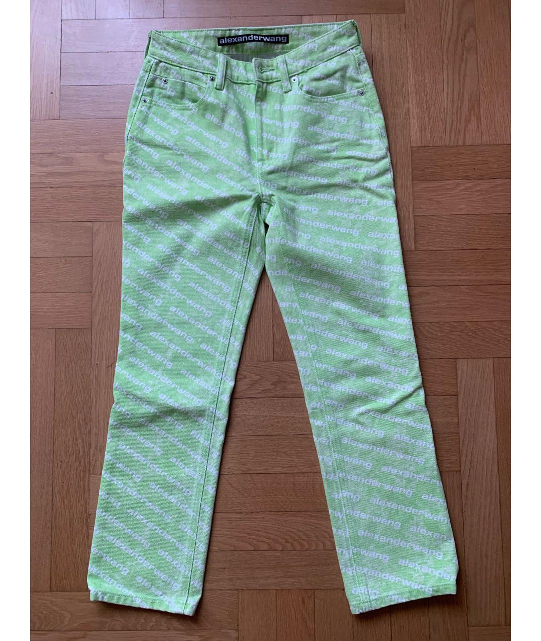 ALEXANDER WANG Салатовые хлопковые прямые джинсы, фото 4