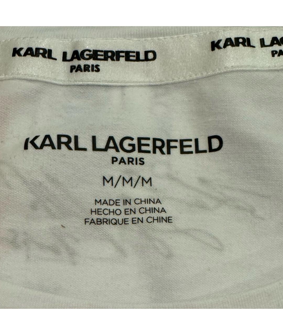 KARL LAGERFELD Белая хлопковая футболка, фото 5