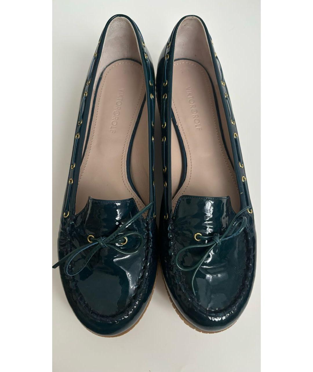 VICTOR AND ROLF Темно-синие лоферы из лакированной кожи, фото 3