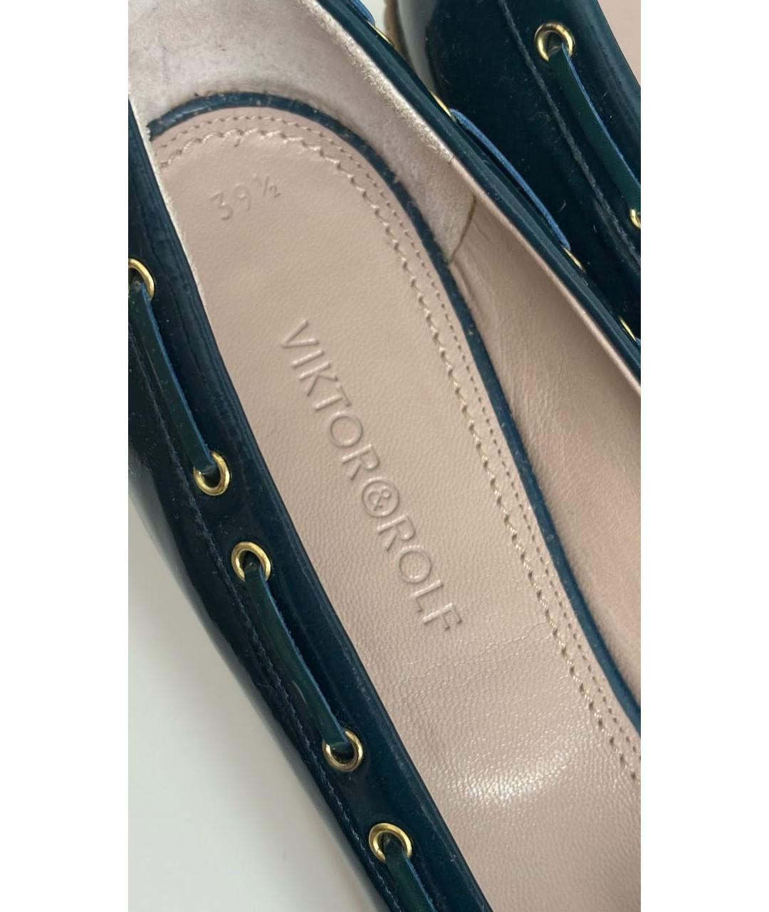 VICTOR AND ROLF Темно-синие лоферы из лакированной кожи, фото 4