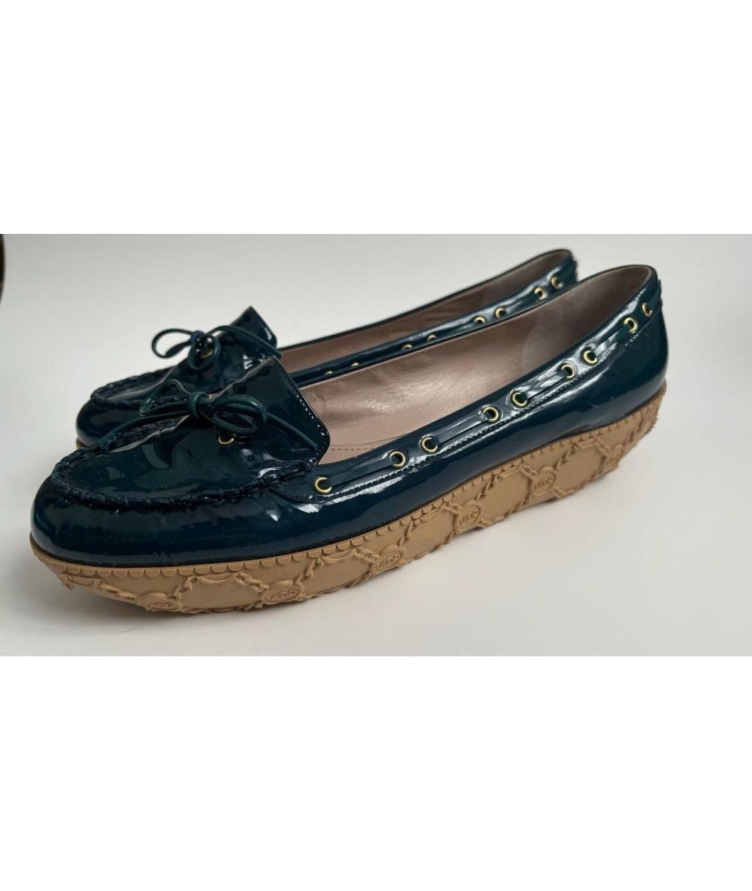 VICTOR AND ROLF Темно-синие лоферы из лакированной кожи, фото 2