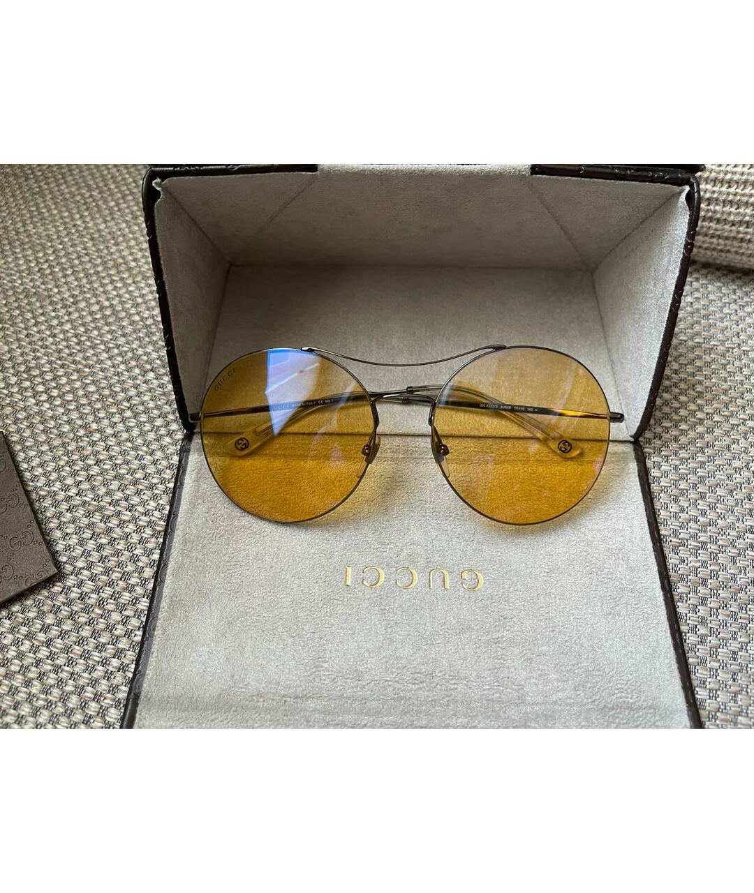 GUCCI Желтые металлические солнцезащитные очки, фото 4