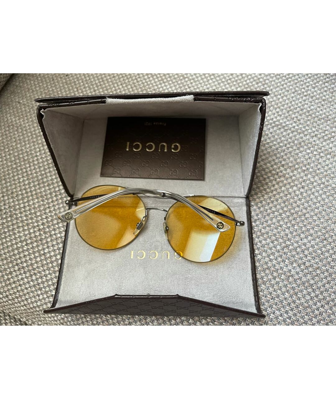 GUCCI Желтые металлические солнцезащитные очки, фото 3