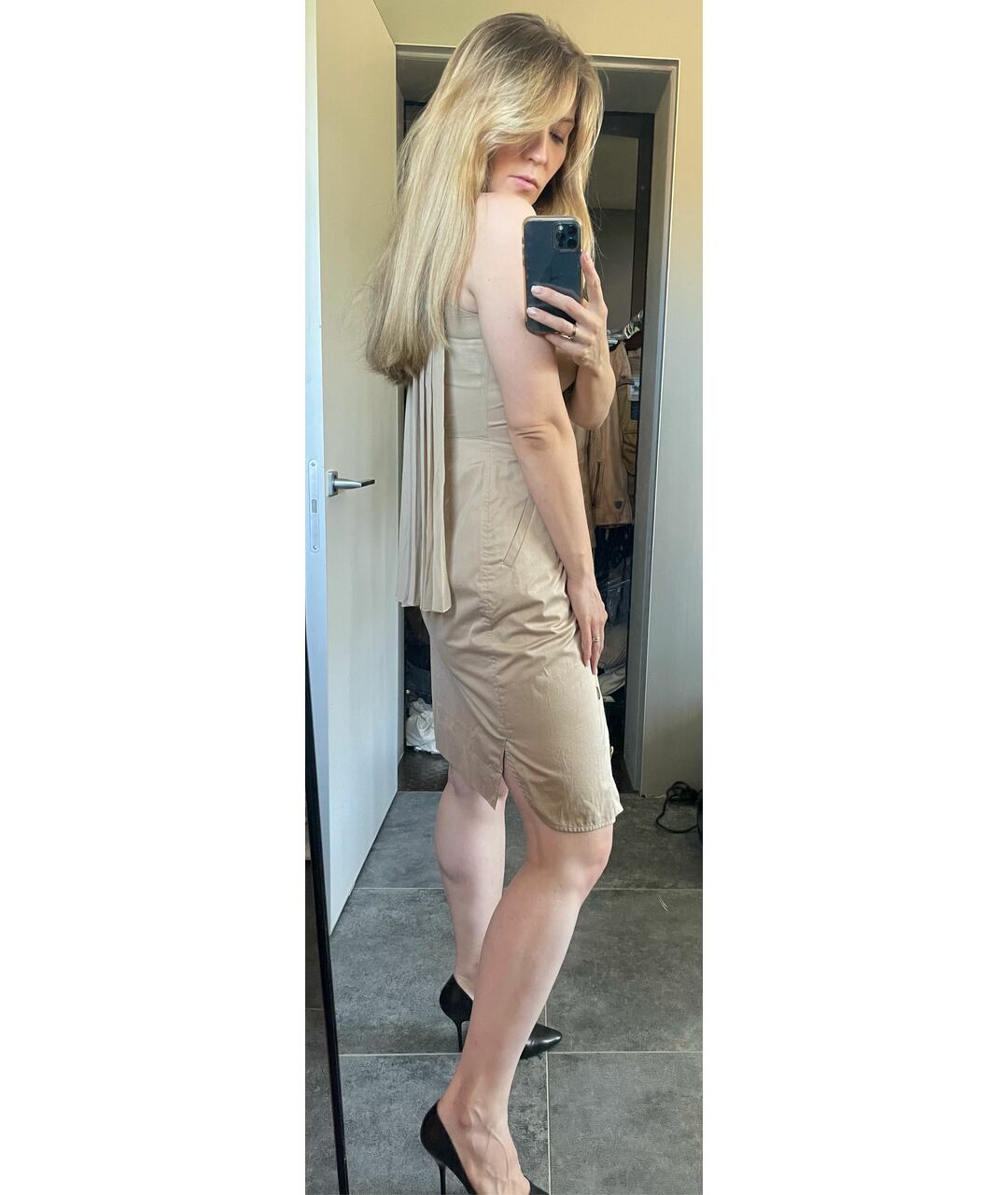 SPORTMAX Бежевое хлопковое повседневное платье, фото 8