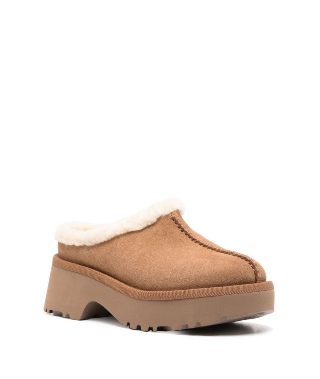 UGG AUSTRALIA Бежевые кожаные сабо, фото 4