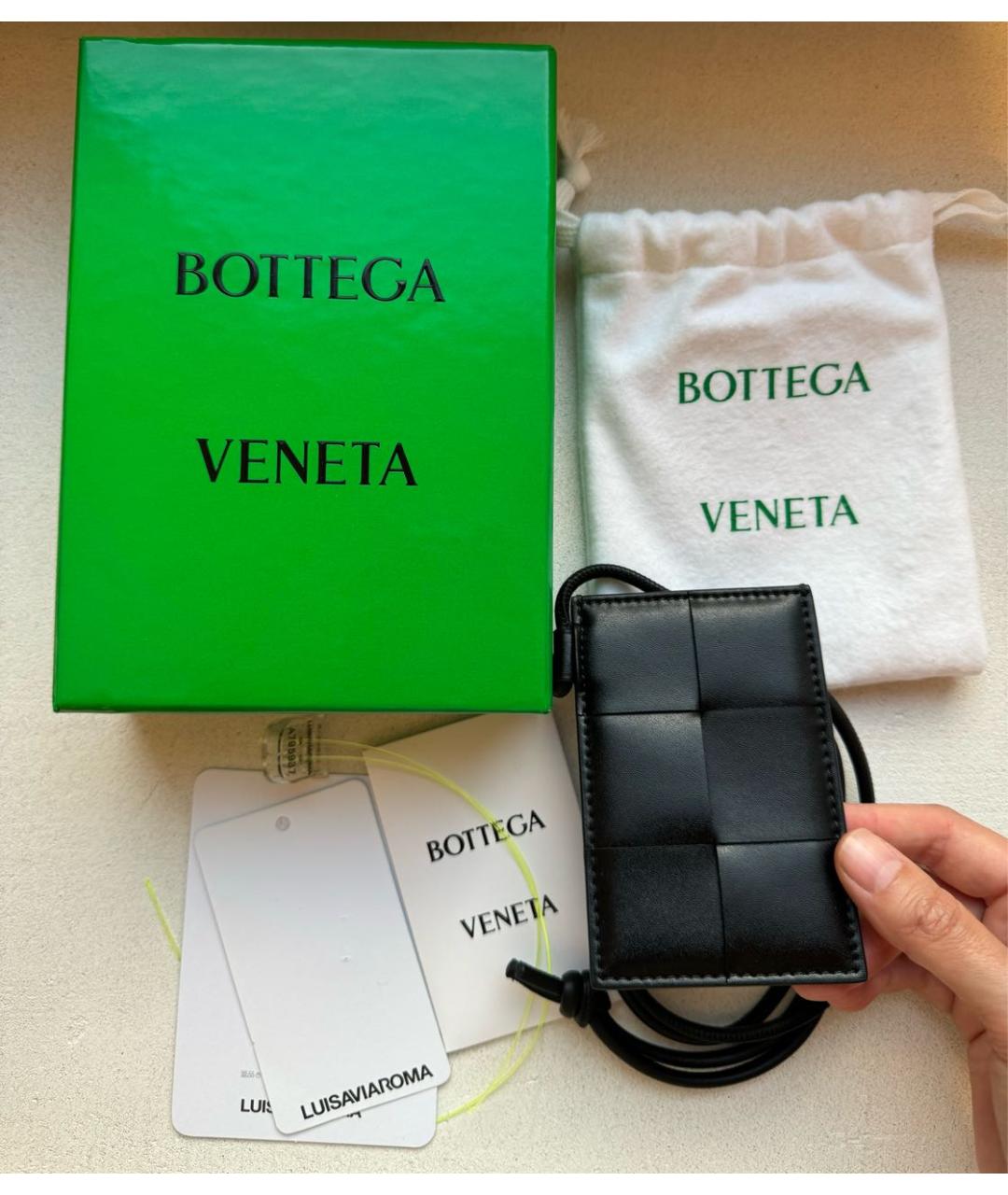 BOTTEGA VENETA Черный кожаный кардхолдер, фото 2