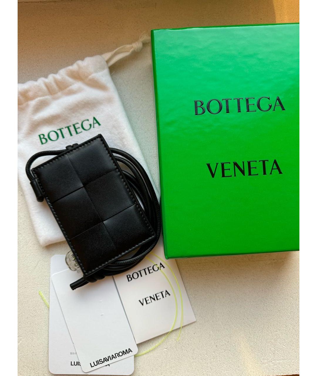 BOTTEGA VENETA Черный кожаный кардхолдер, фото 4