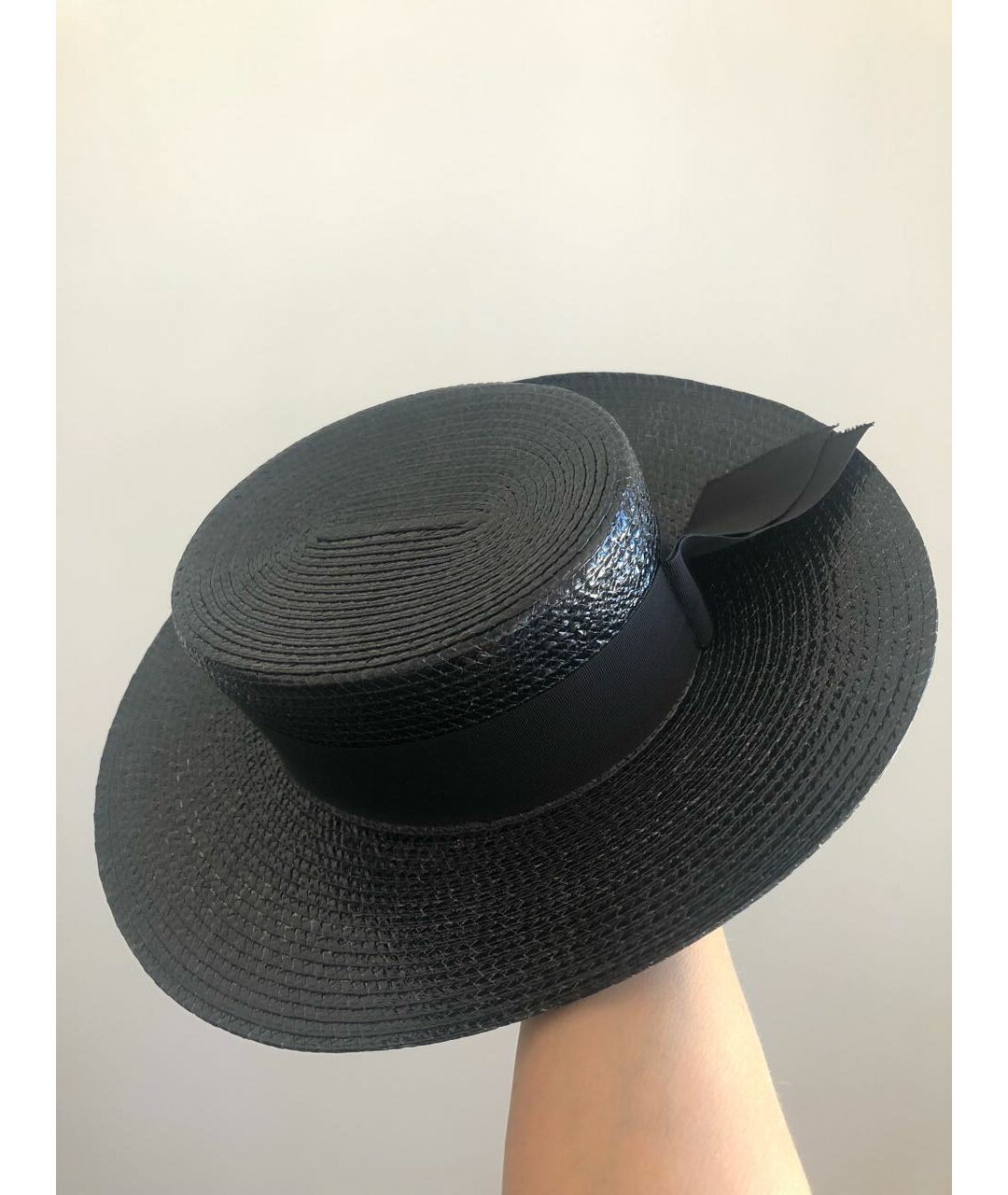 SAINT LAURENT Черная соломенная шляпа, фото 9