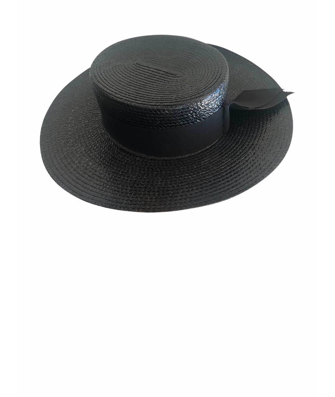 SAINT LAURENT Черная соломенная шляпа, фото 1