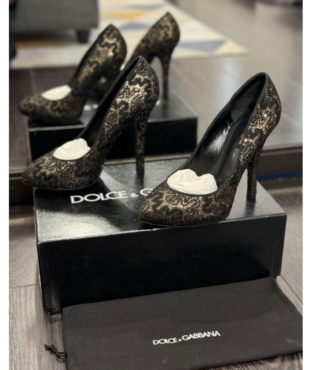 DOLCE&GABBANA Черные текстильные туфли, фото 2