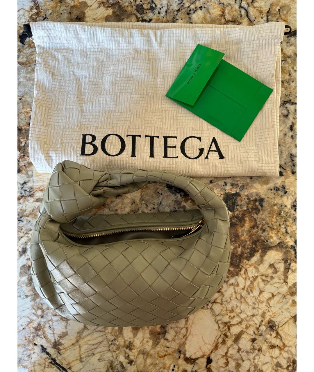 BOTTEGA VENETA Хаки кожаная сумка с короткими ручками, фото 3