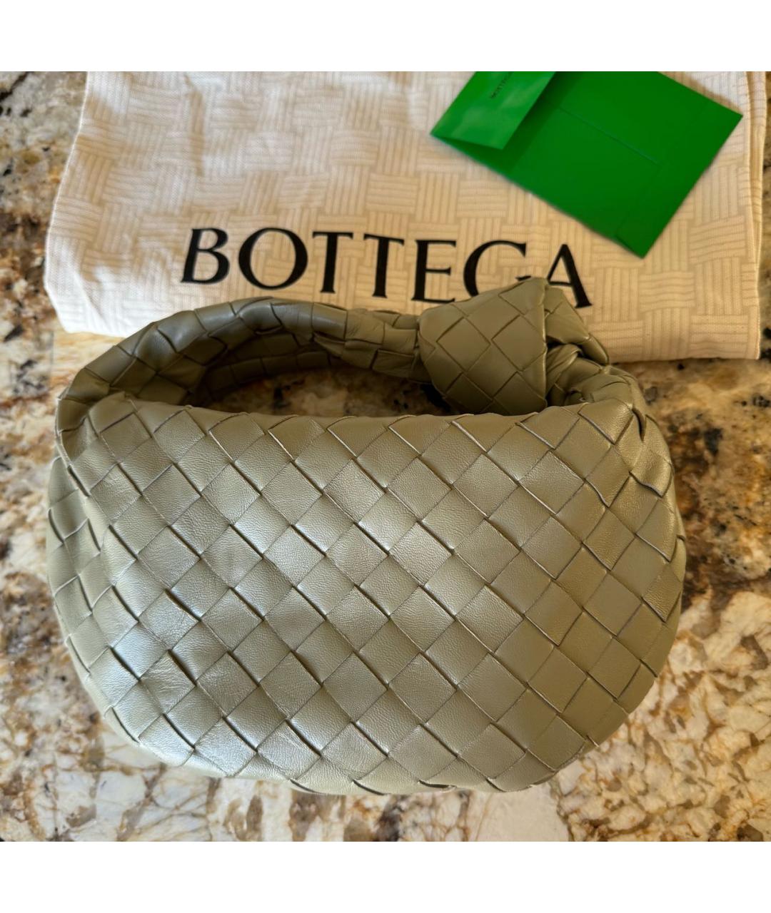 BOTTEGA VENETA Хаки кожаная сумка с короткими ручками, фото 4