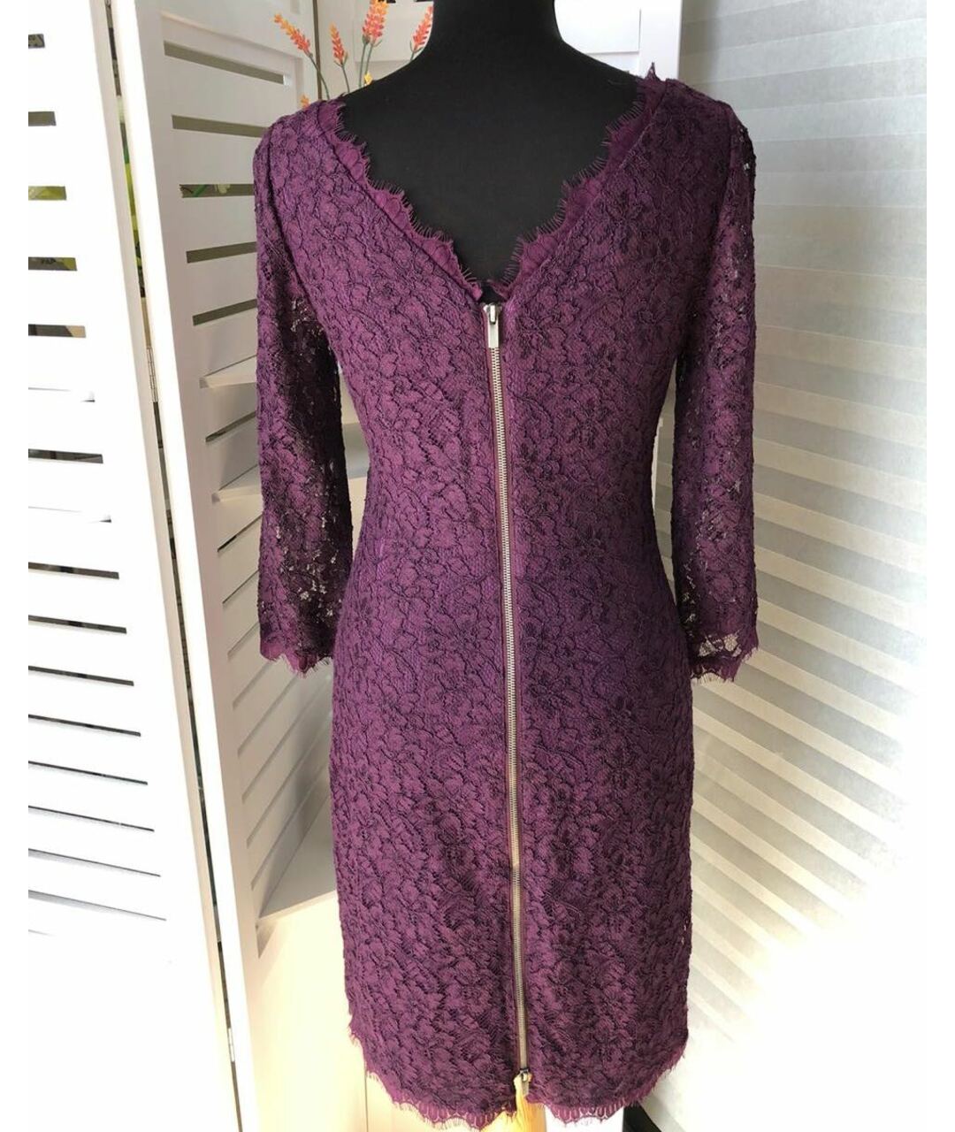 DIANE VON FURSTENBERG Фиолетовое кружевное вечернее платье, фото 2