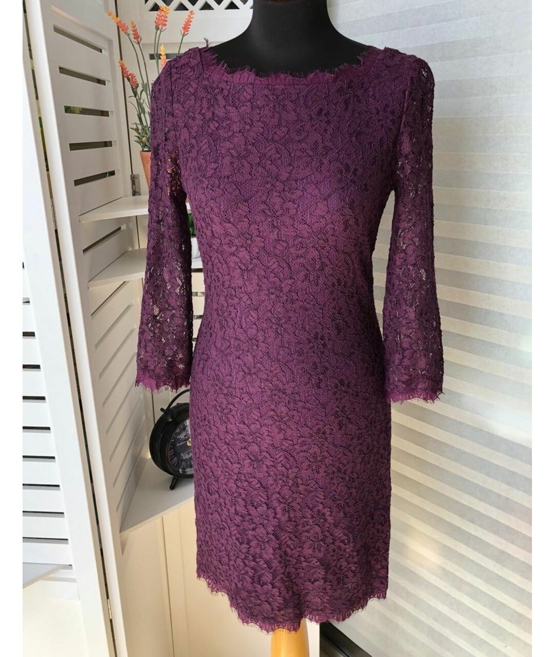 DIANE VON FURSTENBERG Фиолетовое кружевное вечернее платье, фото 8