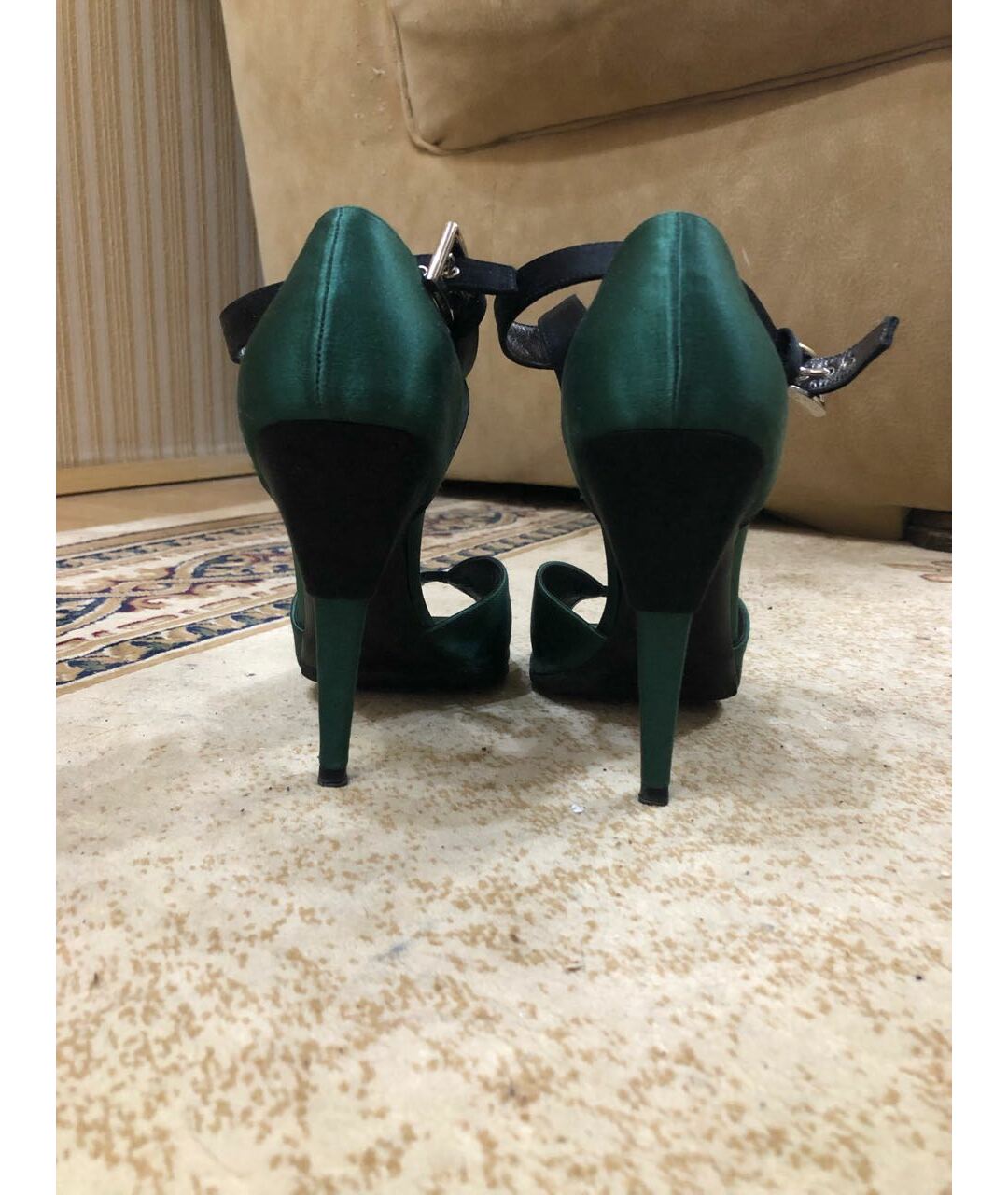 PRADA Зеленые текстильные туфли, фото 4